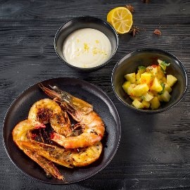 Grillitud krevetid ananassi ja tsitrusemajoneesiga Grillitud krevetid ananassi ja tsitrusemajoneesiga