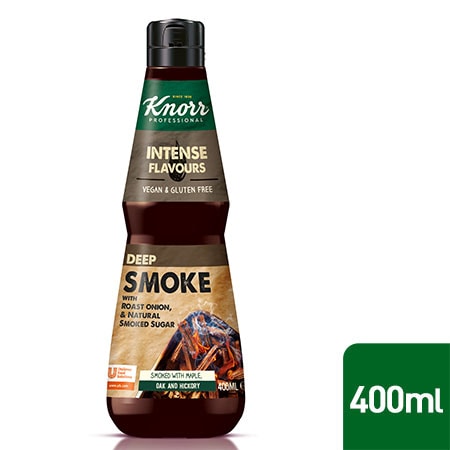 Knorr Professional Suitsu essents 0,4 l - Valmistatud looduslikest koostisosadest, nagu suitsutatud suhkur ja röstitud sibul.